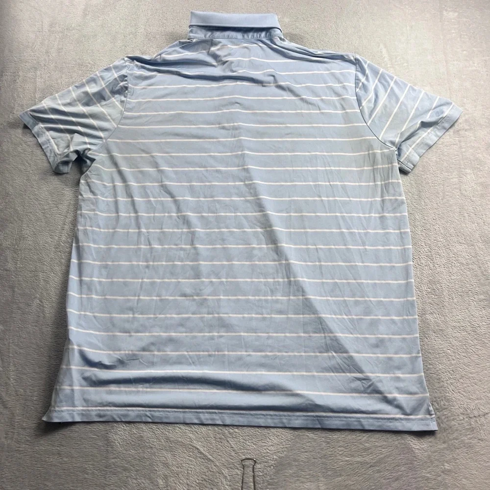 Polo Ralph Lauren Performance Polo Mens XL Light Blue White Striped Short Sleeve
